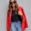 Clothing * | Baga-001 Coats & Jackets Fashion Affairs Faux Leather Blazer Cherry