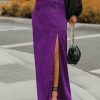 Clothing * | Fate-001 Take Me To Miami Kallie Satin Slit Maxi Skirt Purple Flash Sale