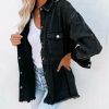 Clothing * | Fate-001 Everyday Essentials Best Distressed Denim Button Down Shirt Jacket Final Sale