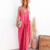 Clothing * | Elan-001 Dresses Winona Cotton Blend Pocketed Shimmer Maxi Dress Rose Gold Final Sale