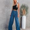 Clothing * | Chat-001 Uma Smocked Tie Dye Pants Denim Blue