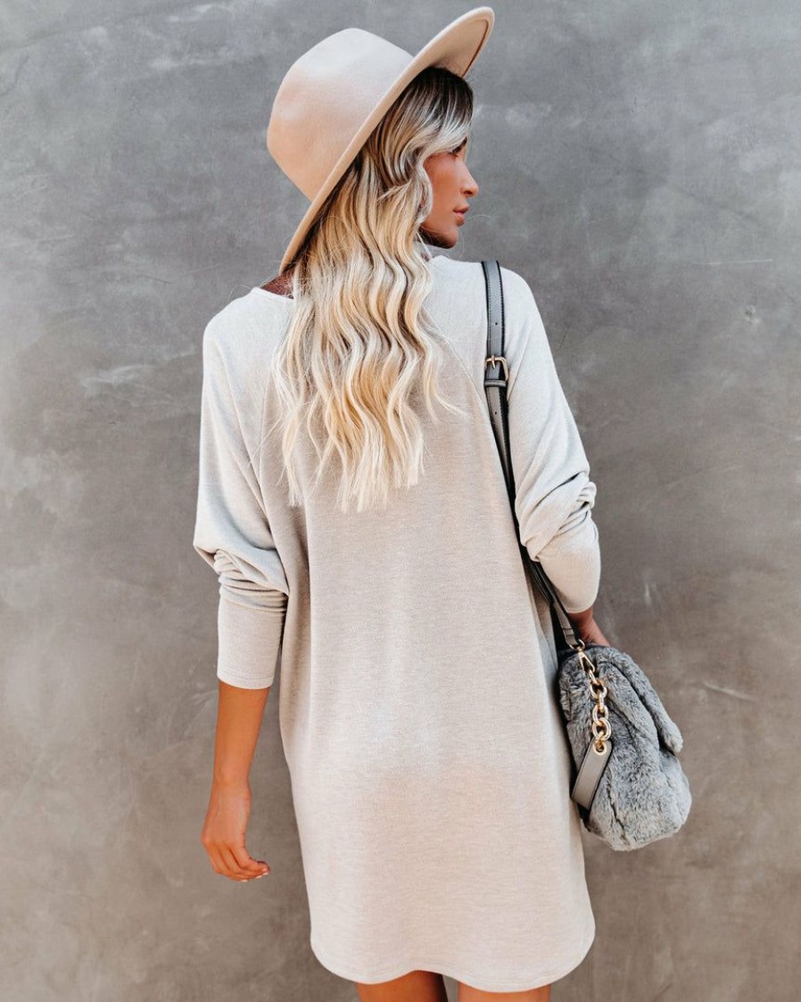 Clothing * | Tych-001 Dresses You Belong With Me Dolman Knit Dress Taupe