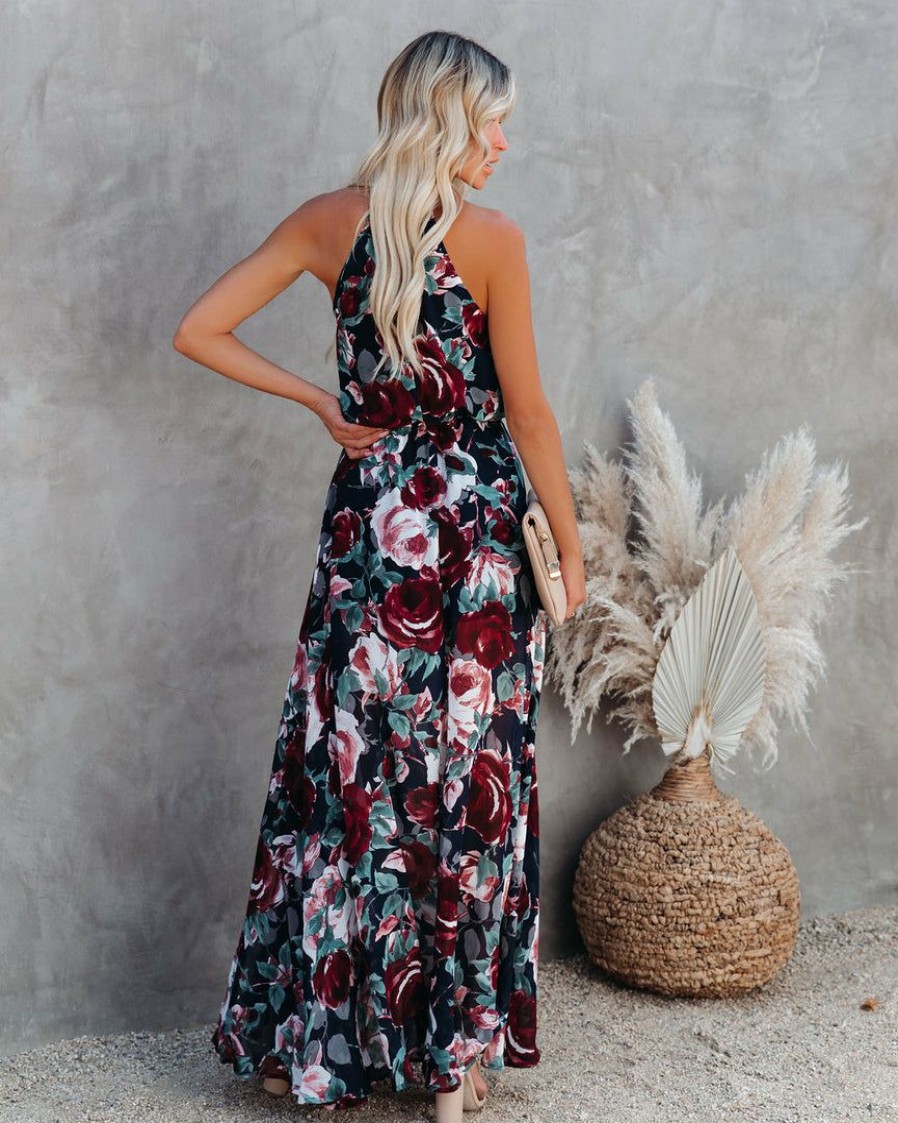 Clothing * | Oliv-001 Preorder Bloomed Halter Maxi Dress Dresses