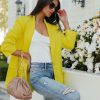 Clothing * | Endl-001 Coats & Jackets Beaming Cotton Pocketed Blazer Yellow