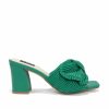 Shoes * | Prim-001 Take Me To Miami Colette Pleated Faux Leather Block Heel-Green Final Sale