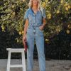 Clothing * | Entr-001 Emery Cotton Pocketed Denim Jumpsuit Denim Blue