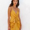 Clothing * | Do+B-001 Zoe Satin Drape Mini Dress Marigold Final Sale Take Me To Miami