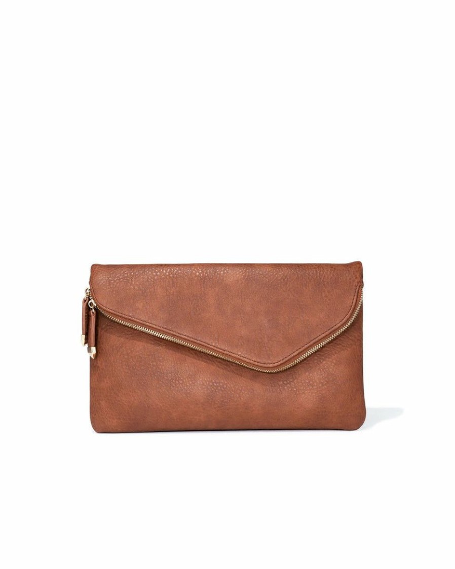 Bags * | Urba-001 Take Me To Miami Stella Crossbody Envelope Zip Clutch Tan