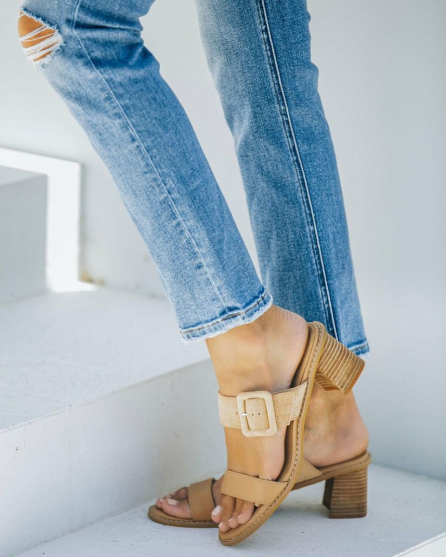 Shoes * | Free-002 The Vacation Shop Kelly Heeled Buckle Sandal Tan Final Sale