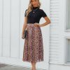 Clothing * | Fate-001 Bottoms Morticia Pleated Leopard Belted Midi Skirt Final Sale