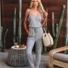 Clothing * | Flaw-001 Junella Ribbed Pocketed Jumpsuit Grey Final Sale