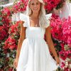 Clothing * | Mabl-001 Huntlie Cotton Ruffle Babydoll Dress White Final Sale