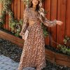 Clothing * | Lush-001 Special Event Roslyn Floral Smocked Cutout Maxi Dress Caramel Pink Final Sale