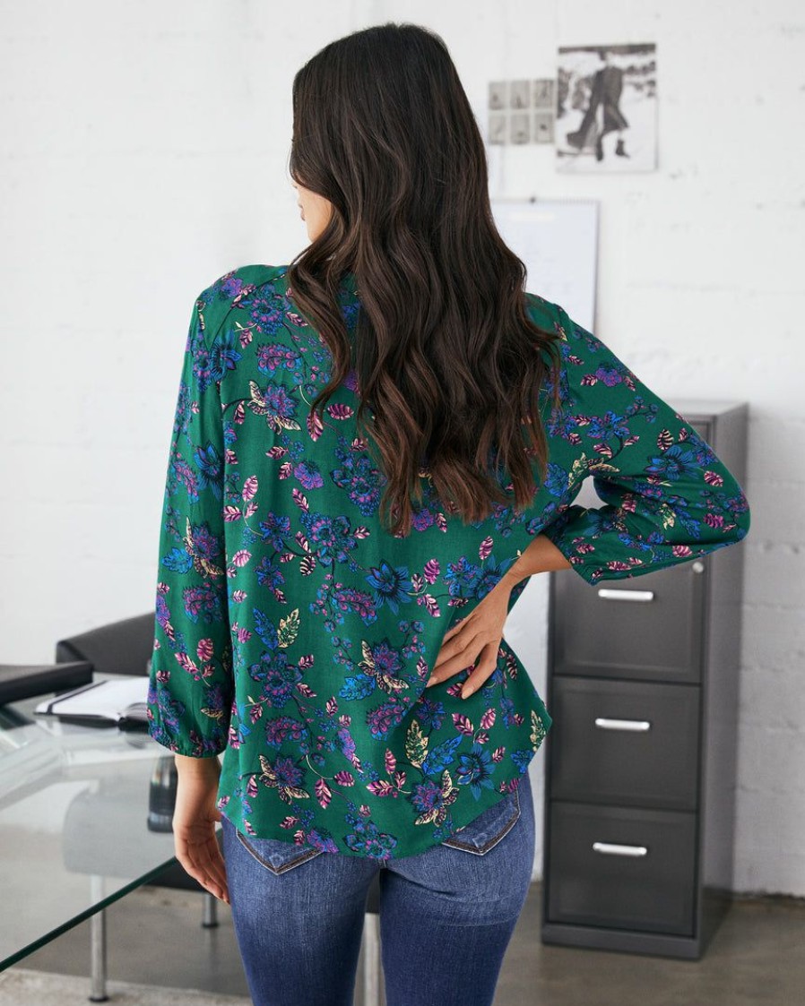 Clothing * | Coll-001 Sundale Floral Split Neck Blouse Final Sale Vici Exclusives