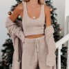 Clothing * | Pol-001 Loungewear Cozy Town Soft Knit Crop Top Beige Final Sale