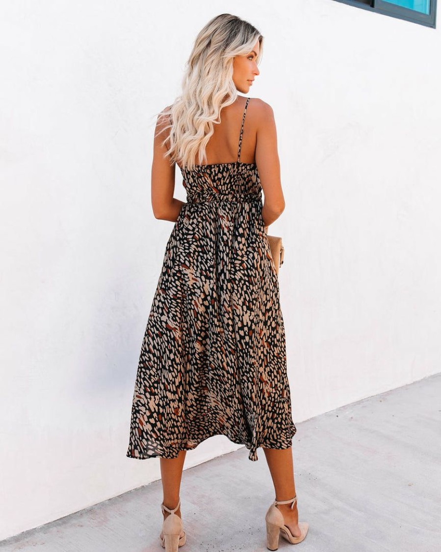 Clothing * | Tych-001 Real Taste Printed Cutout Midi Dress Final Sale