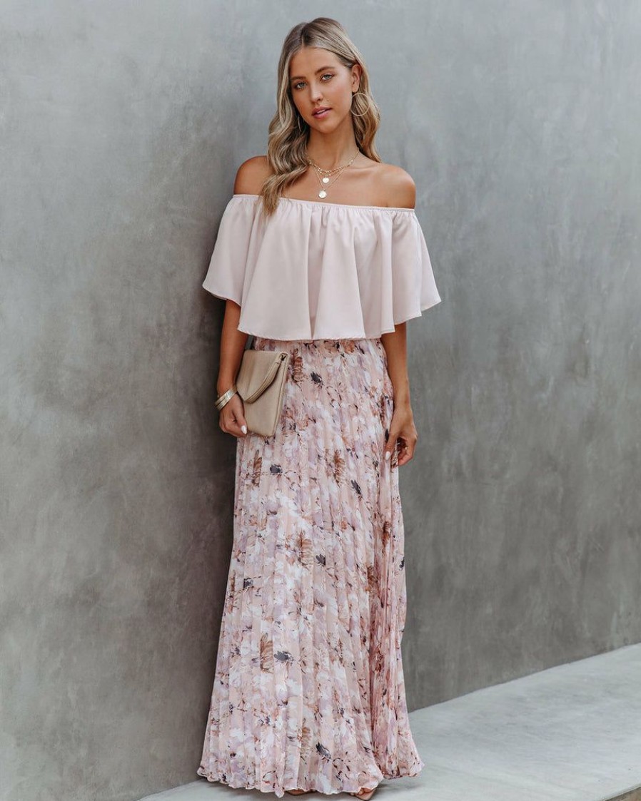 Clothing * | On T-001 Bottoms Andreja Floral Pleated Maxi Skirt