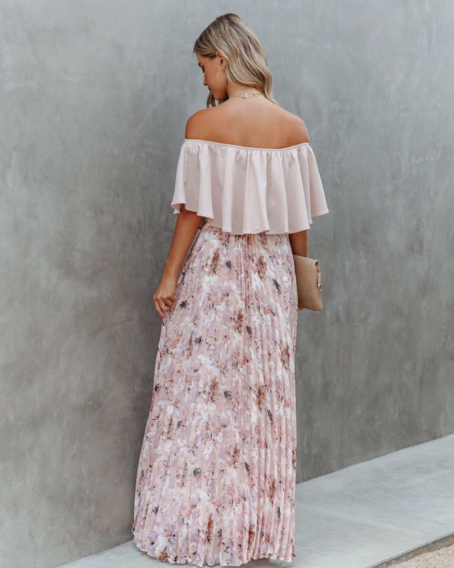 Clothing * | On T-001 Bottoms Andreja Floral Pleated Maxi Skirt