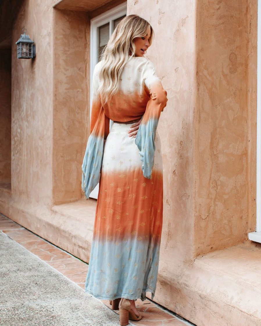 Clothing * | Z&L-001 Bottoms Boheme Ombre Beaded Slit Maxi Skirt