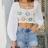 Clothing * | Chry-001 Sunny Wylder Cotton Crochet Crop Top The Vacation Shop