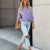 Clothing * | Flat-001 Add Spice Knit Sweater Light Purple Final Sale