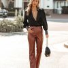 Clothing * | Blue-001 Kate High Rise Faux Leather Pants Brown Final Sale Bottoms