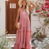 Clothing * | Oliv-001 Dresses Sunshower Cotton Tiered Maxi Dress Dusty Rose Final Sale