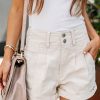 Clothing * | &Mer-001 The Denim Shop Heatwave Cotton Pocketed Shorts Cream Final Sale