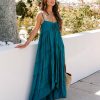 Clothing * | Love-003 Dresses Muriel Pocketed High Low Maxi Dress Teal