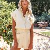 Clothing * | Buck-001 Shelton Cotton Pocketed Denim Romper Vintage Ivory