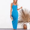 Clothing * | Tych-001 The Vacation Shop Luna Ribbed Knit Midi Dress Electric Blue Final Sale