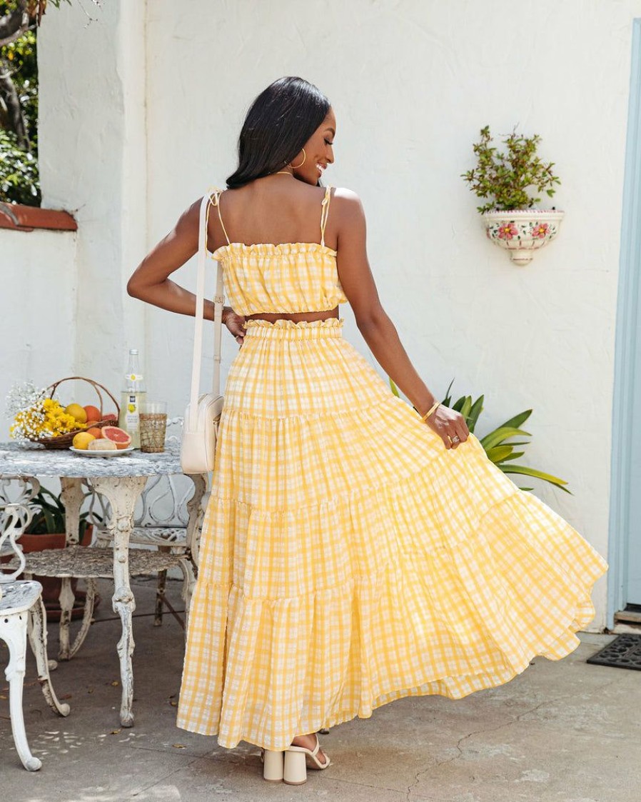 Clothing * | Mabl-001 Buttercup Gingham Maxi Skirt Yellow Final Sale