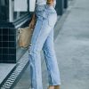 Clothing * | Verv-001 Shea High Rise Distressed Split Ankle Denim Light Wash Flash Sale The Denim Shop