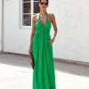 Clothing * | Must-001 Asteria Pocketed Halter Maxi Dress Kelly Green