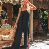 Clothing * | Flaw-001 Live With Sunshine Linen Blend Pocketed Jumpsuit Black Final Sale Rompers + Jumpsuits