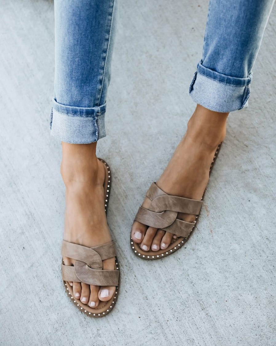 Shoes * | 3Bs-002 Brianne Twisted Faux Leather Sandal Taupe Sunny Daze