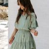 Clothing * | Entr-001 Slow It Down Smocked Tassel Dress Sage Dresses