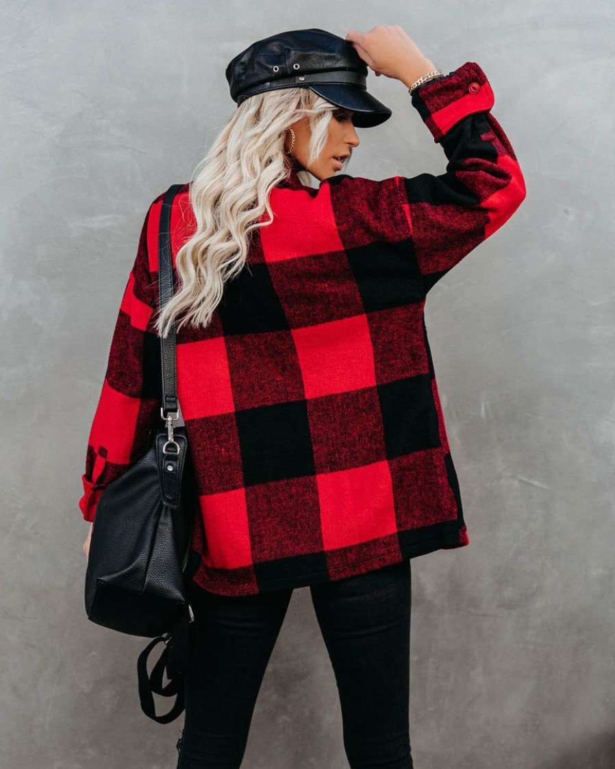 Clothing * | Skyl-001 Nicolas Plaid Button Down Shacket Coats & Jackets