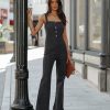 Clothing * | Salt-001 Connor Cotton Blend Denim Flare Jumpsuit Black Acid