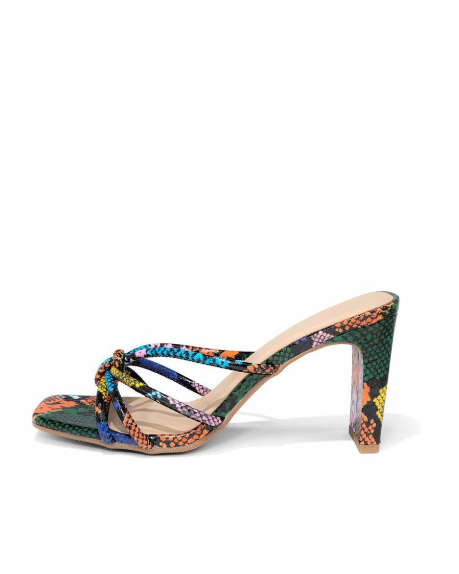 Shoes * | Fort-001 The Vacation Shop Marica Strappy Heeled Python Sandal Final Sale