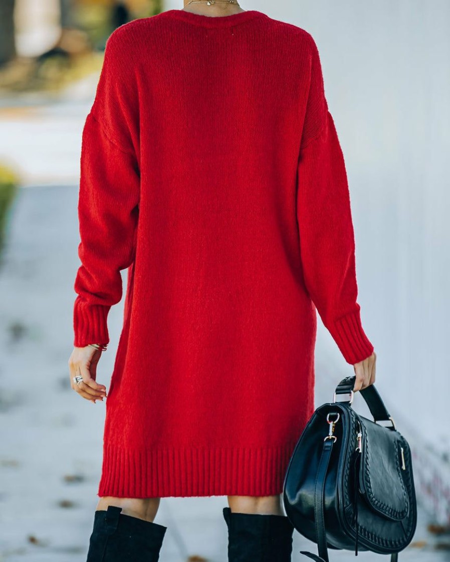 Clothing * | Newb-001 Smoky Mountain Sweater Dress Red Final Sale