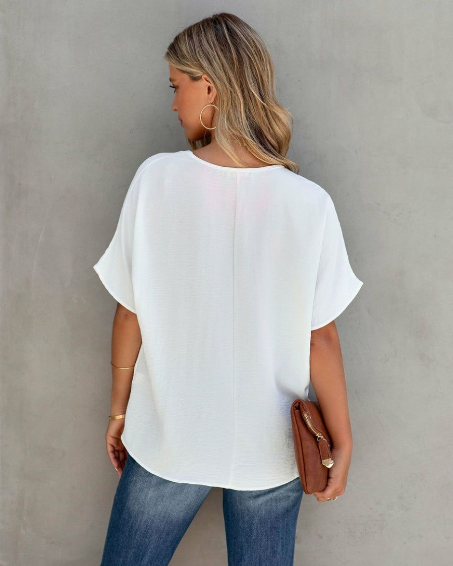 Clothing * | Entr-001 Cohen V-Neck Short Sleeve Blouse White