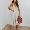 Clothing * | Aaka-001 Porter Linen Blend Tie Front Midi Dress Sand Dresses