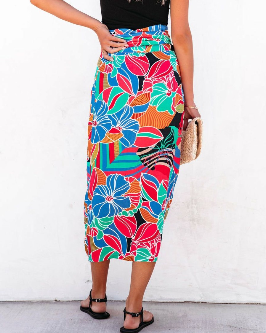 Clothing * | Aaka-001 Bottoms Put It In Print Wrap Midi Skirt