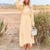 Clothing * | On T-001 Guest Of Wedding Hopeful Romantic Pleated Midi Dress Buttercream Final Sale