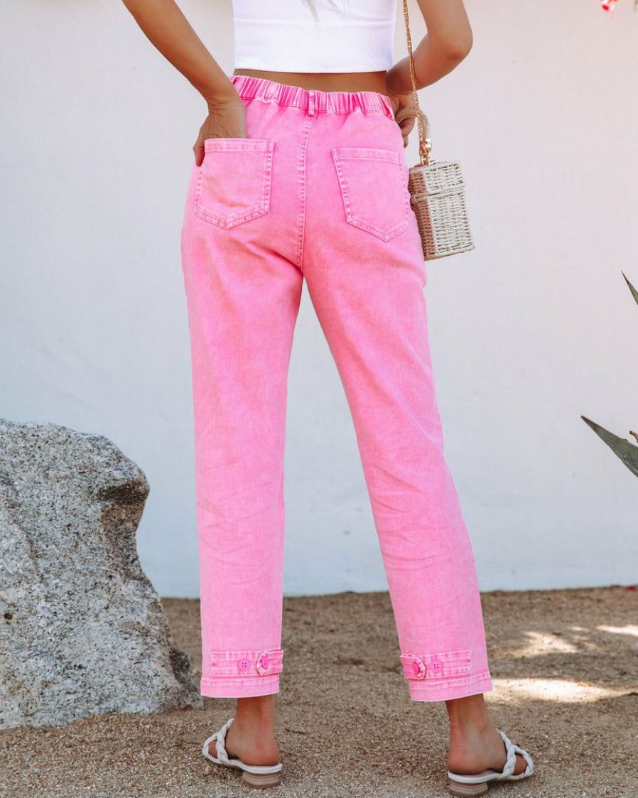 Clothing * | Skie-001 Bottoms Bellamy High Rise Button Front Denim Pink