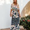 Clothing * | Salt-001 Sweet Summertime Petal Power Floral Off The Shoulder Maxi Dress Navy Final Sale