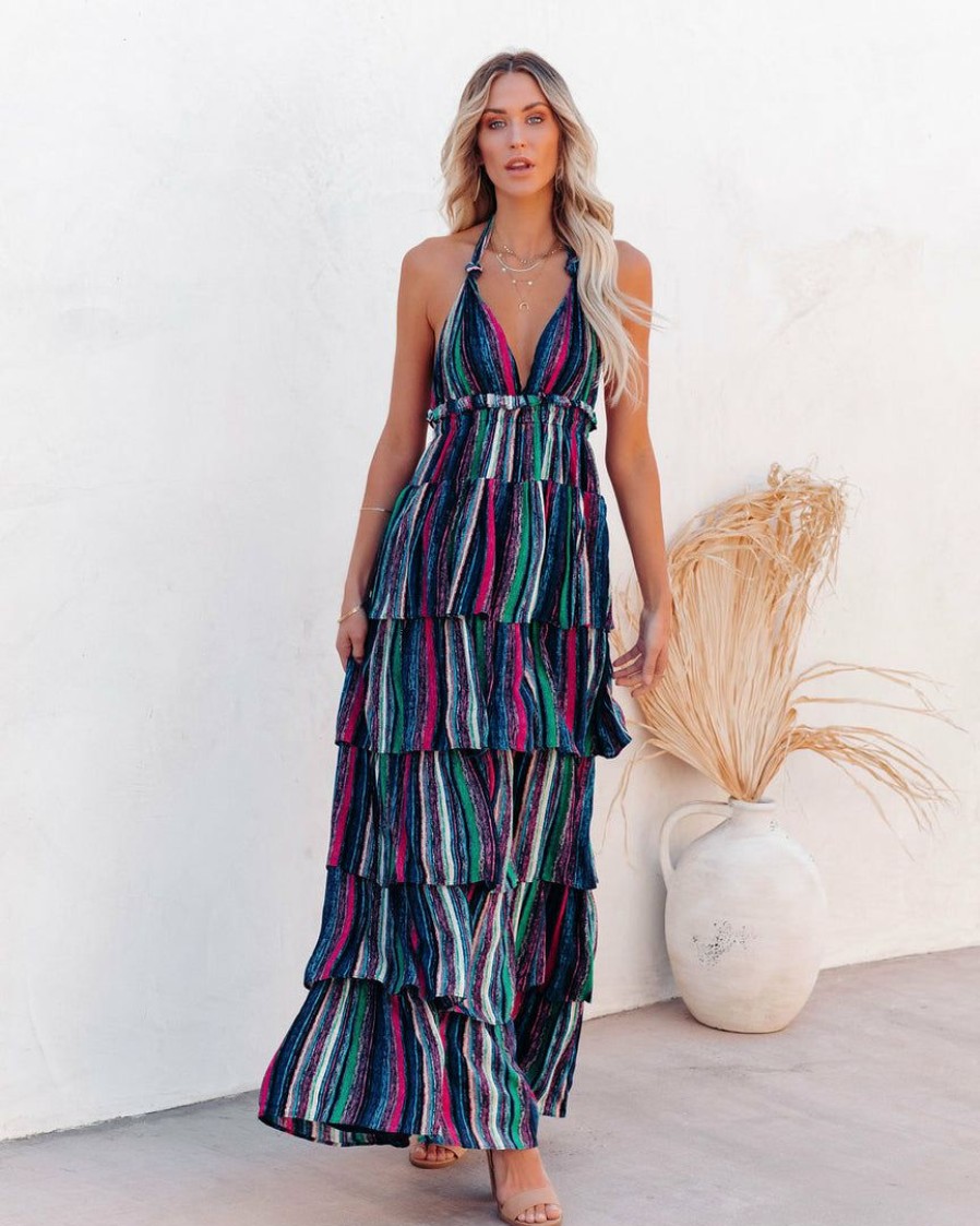 Clothing * | Luxx-001 Photoshoot Ready Esperanza Tiered Halter Maxi Dress