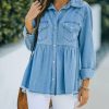 Clothing * | Entr-001 Myres Cotton Chambray Babydoll Top- Final Sale The Denim Shop