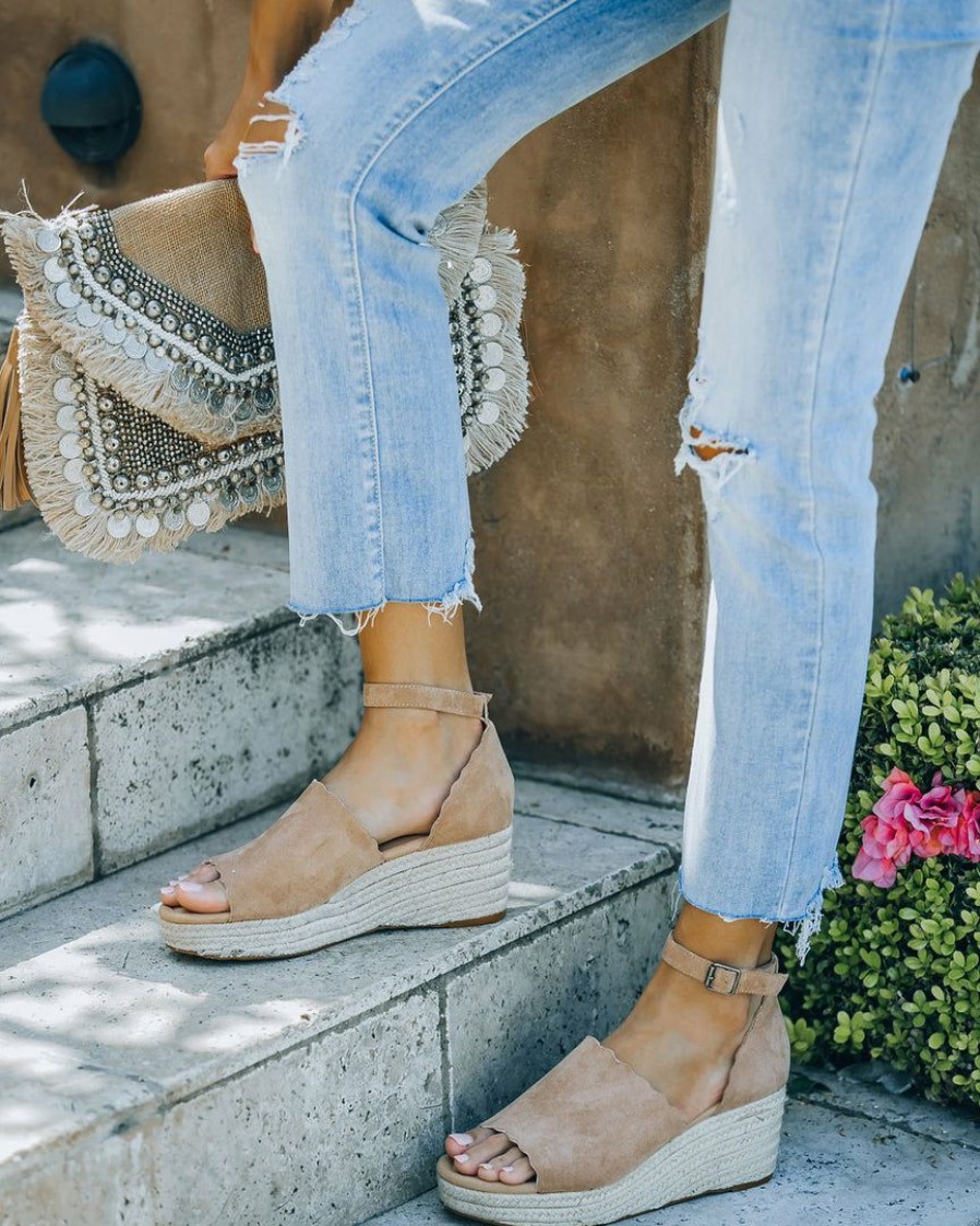 Shoes * | Free-002 Nayeli Scalloped Espadrille Wedge Final Sale